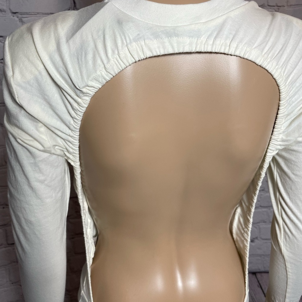 NWT New Danielle Bernstein Open Back Cotton Ivory Bodysuit Size XS - Picture 12 of 13